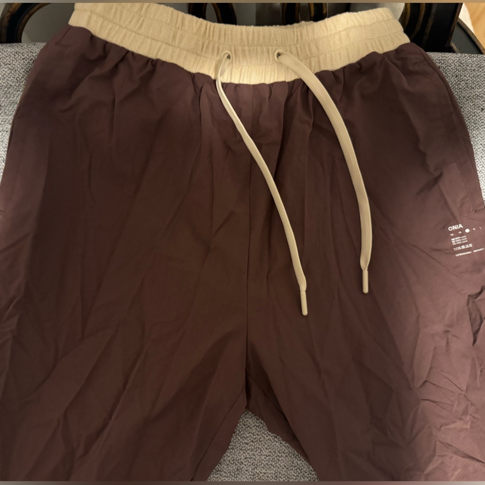 Like New Onia Chocolate Brown and Yellow Windbreaker Joggers